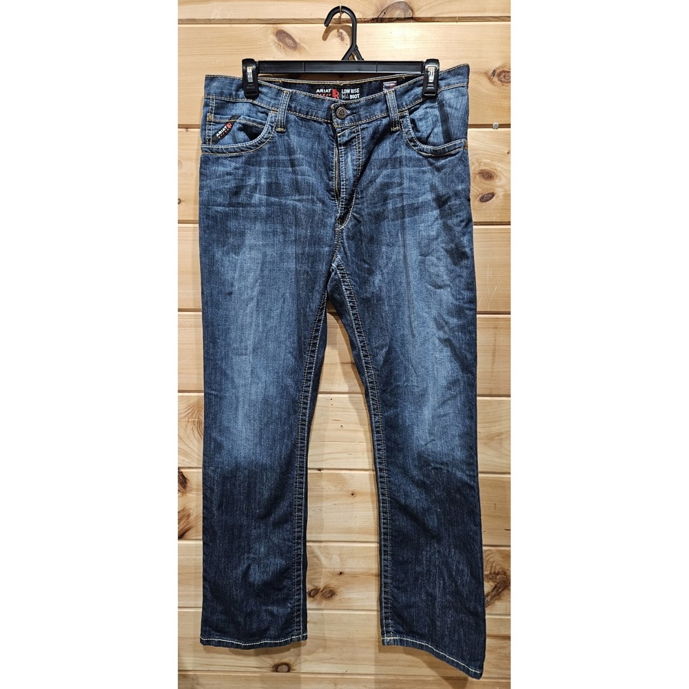 Men's Ariat Rebar M4 Low Rise Boot Cut Jeans 36x34 Medium Wash Workwear